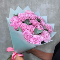 Букет_Букет из розовой гвоздики и эвкалипта